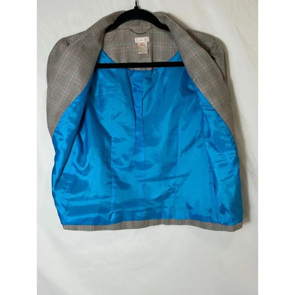 Lucca Blu Women's Herringbone Tweed Jacket/Skirt Set Lace Applique Size 4 Lined - Picture 7 of 11